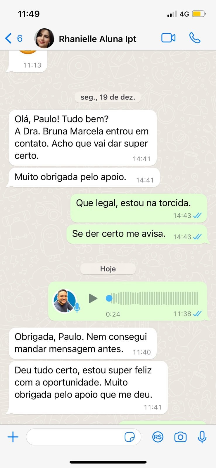 Print de depoimento de aluno da Formação Inprática